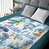 Whale Shark Fish Ocean Personalized Name Baby Blanket